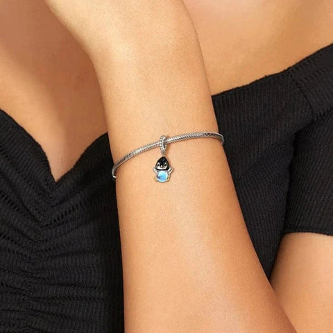 Penguin with a Glowing Blue Sphere Dangle Charm - Penguin with a Glowing Blue Sphere Dangle Charm