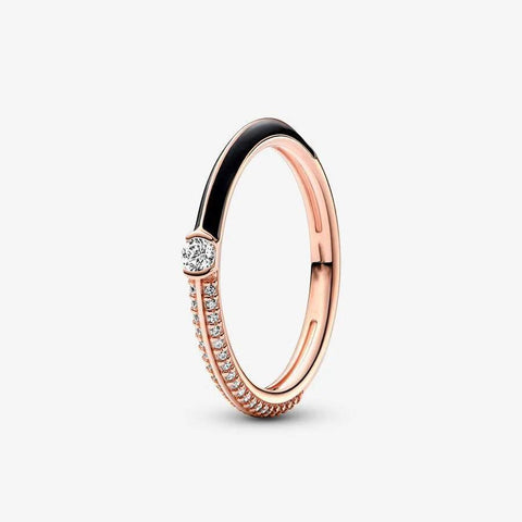 Pave Rose Gold & Black Dual Ring - Pave Rose Gold & Black Dual Ring
