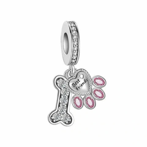 Pet Animal Best Friend Paw Bone Dangle Charm - Pet Animal Best Friend Paw Bone Dangle Charm