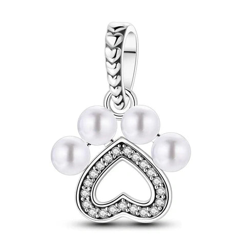 jewlouli pet pearl paw dangle pandora charm jewelry fits pandora bracelet