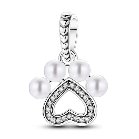 jewlouli pet pearl paw dangle pandora charm jewelry fits pandora bracelet
