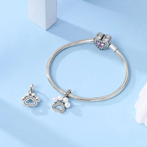 jewlouli pet pearl paw dangle pandora charm jewelry fits pandora bracelet
