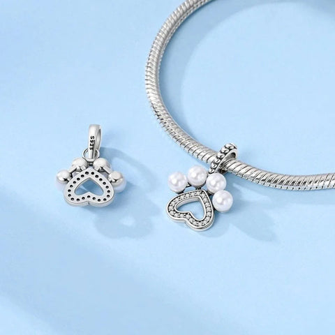 jewlouli pet pearl paw dangle pandora charm jewelry fits pandora bracelet