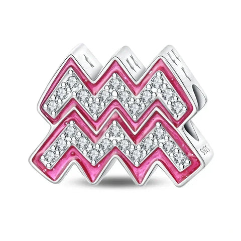 Pink and silver Aquarius charm.