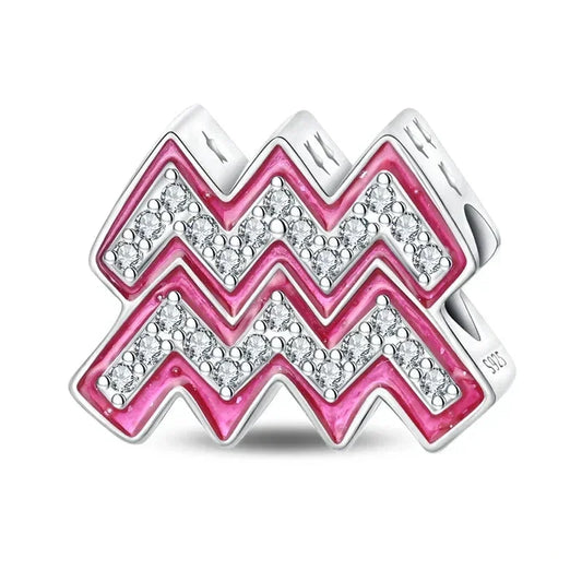 Pink and silver Aquarius charm.