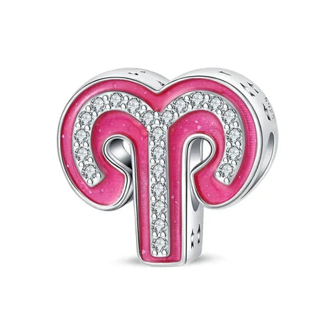 Pink and silver Aries zodiac charm.