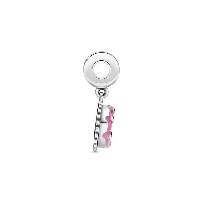 Pink Birthday Cake Dangle Charm - Fun birthday cake charm in pink, a perfect addition to celebrate birthdays.