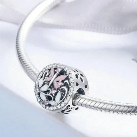 Pink Butterfly Silver Charm - Pink Butterfly Silver Charm
