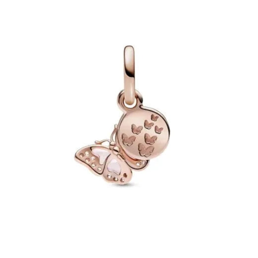 Pink Butterfly Quote Double Dangle Charm Pandora Rose - Double dangle with butterfly and quote, crafted in Pandora Rose.