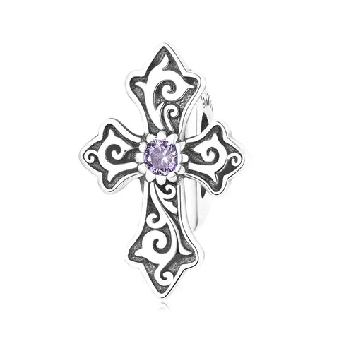 Pink Cross Charm - pink-cross-charm charm Pandora affordable fits bracelet Jewelry