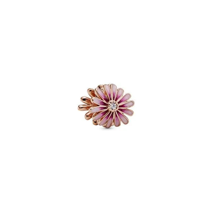 Pink Daisy Flower Charm Pandora Rose - Charming pink daisy flower charm, perfect for spring-themed jewelry.