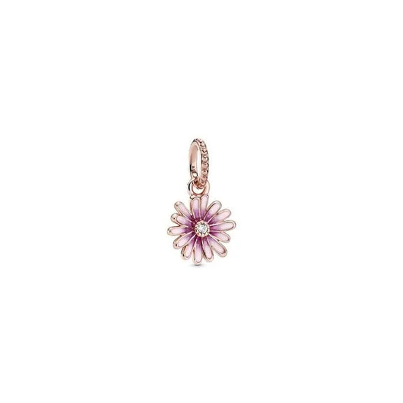 Pink Daisy Flower Dangle Charm - Pandora Rose - Pink Daisy Flower Dangle Charm Pandora Rose - Beautiful pink flower charm, a delicate addition to any jewelry collection.