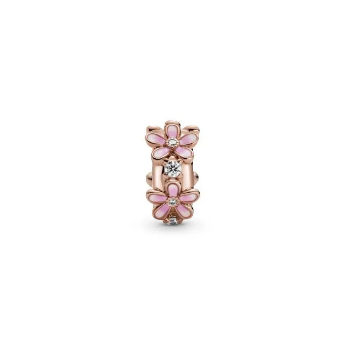 Pink Daisy Spacer Clip Pandora Rose - Elegant pink daisy spacer clip in Pandora Rose, adding floral style and security.