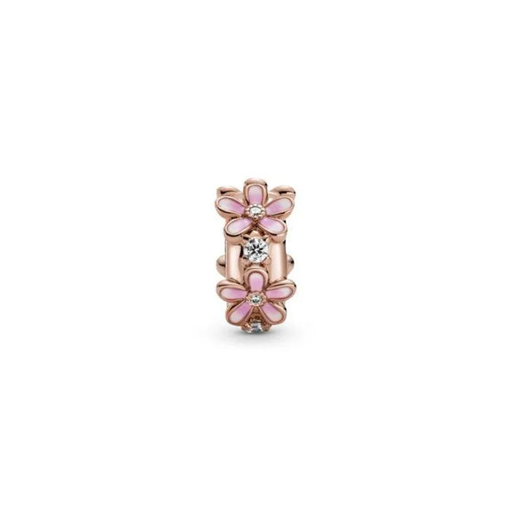 Pink Daisy Spacer Clip - Pandora Rose - Pink Daisy Spacer Clip Pandora Rose - Elegant pink daisy spacer clip in Pandora Rose, adding floral style and security.