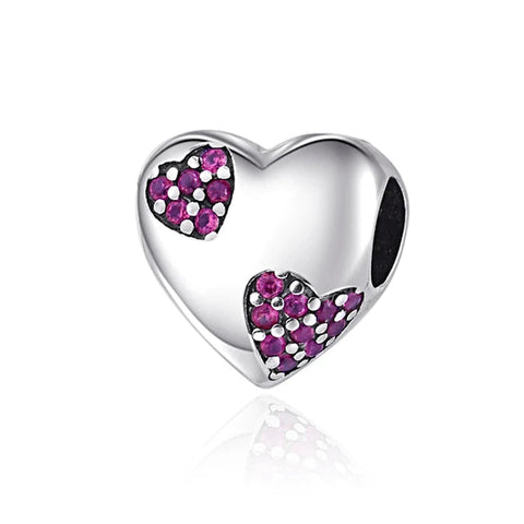 Pink Dazzling Heart Charm