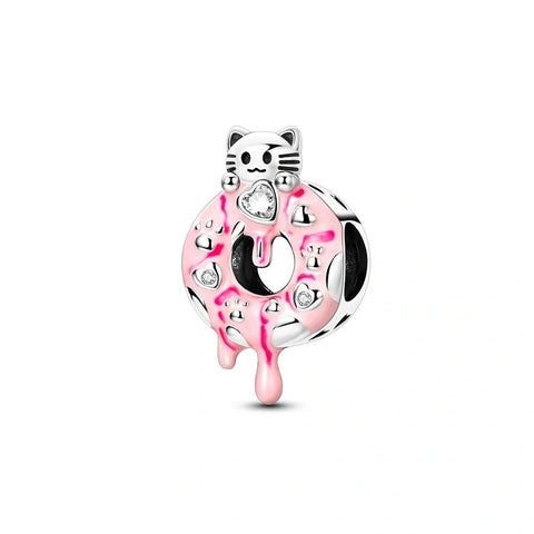 Pink Donut Cat Charm - Pink Donut Cat Charm