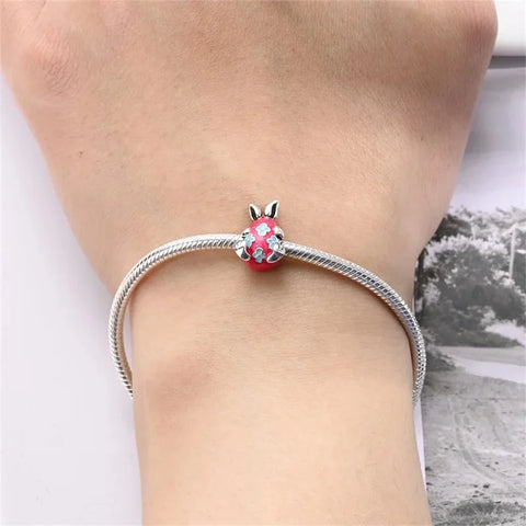 pink-egg-charm fits Pandora bracelet Jewelry affordable charm