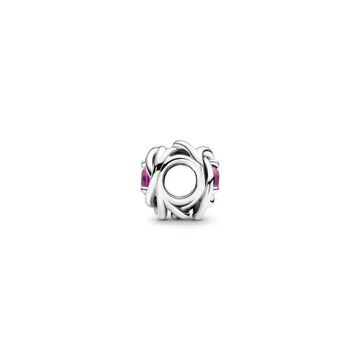 Pink Eternity Circle Charm October - October birthstone charm in pink, symbolizing eternity, ideal for October birthdays.