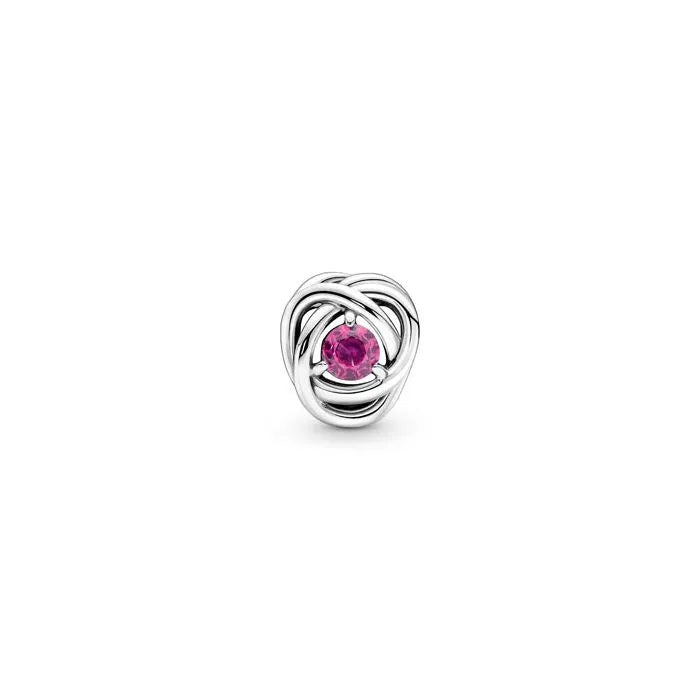 Pink Eternity Circle Charm October - Pink circle charm celebrating October birthdays, representing everlasting bonds.