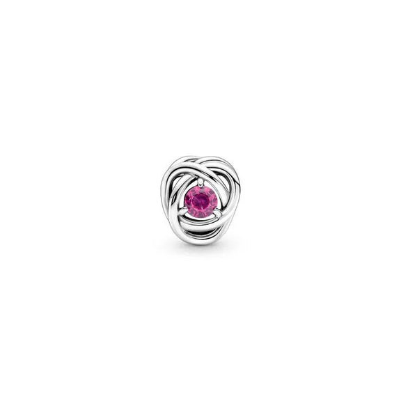 Pink Eternity Circle Charm - October - Pink Eternity Circle Charm October - Pink circle charm celebrating October birthdays, representing everlasting bonds.