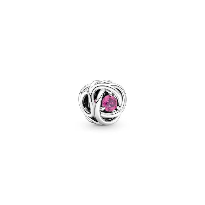 Pink Eternity Circle Charm October - This pink eternity circle charm is a beautiful addition to October-inspired jewelry.