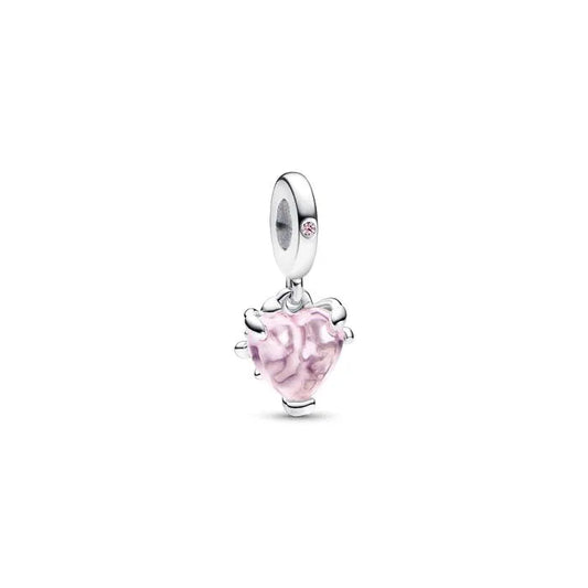 Pink Family Tree & Heart Dangle Charm