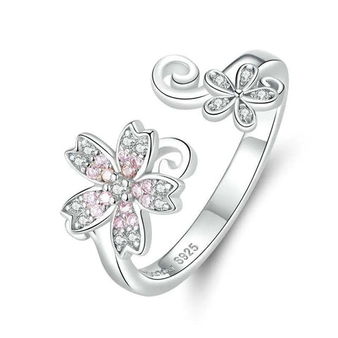 Pink Flower Crystal Ring
