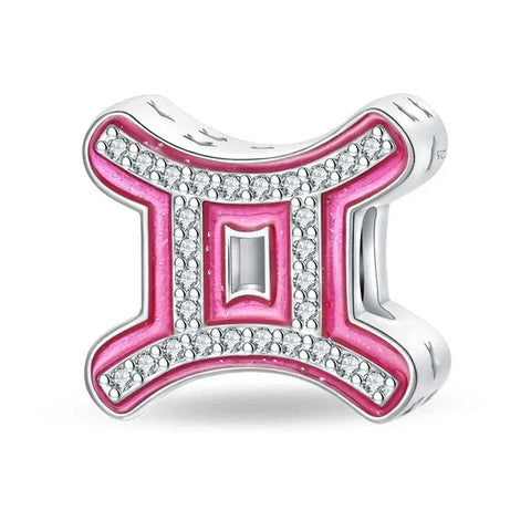 Pink and silver Gemini charm.