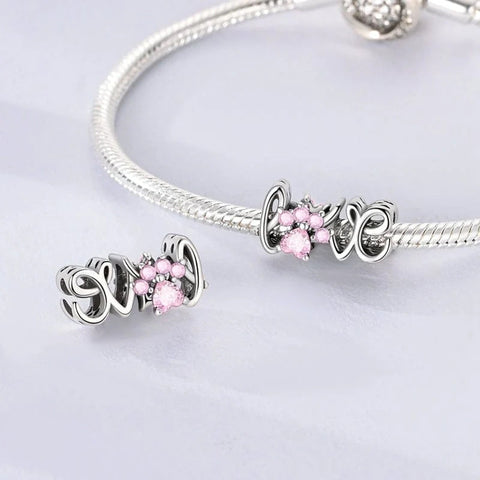 Pink Gemstone Paw Love Charm - Pink Gemstone Paw Love Charm