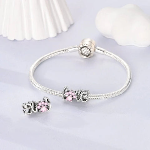 jewlouli pink gemstone paw love pandora charm jewelry fits pandora bracelet