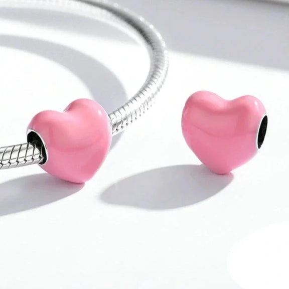 Pink Heart Bead - pink-heart-bead Jewelry Pandora affordable charm fits bracelet