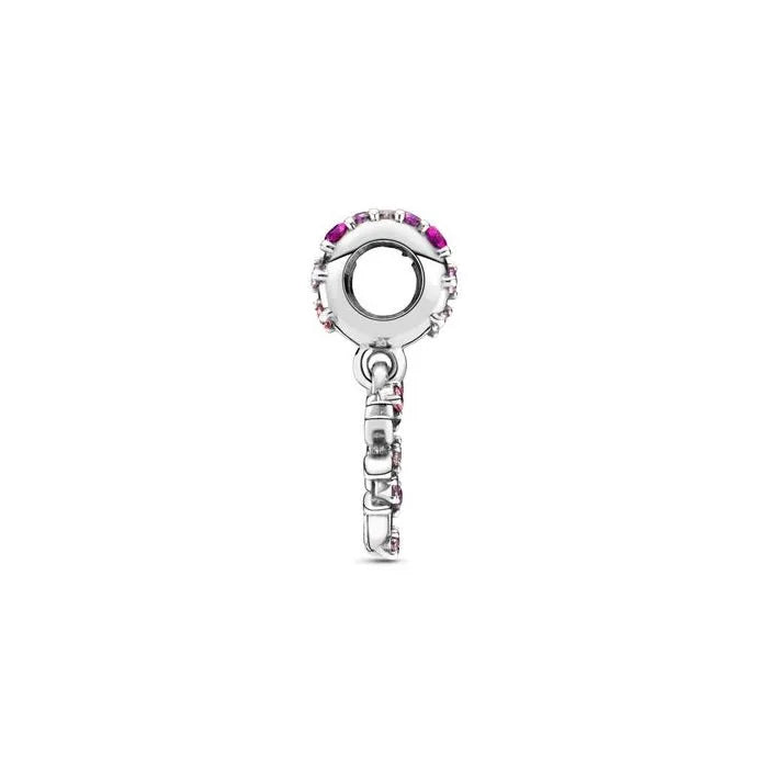 Pink heart family tree dangle charm, a sentimental charm representing family bonds