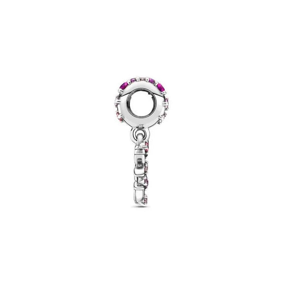 Pink Heart Family Tree Dangle Charm - Pink heart family tree dangle charm, a sentimental charm representing family bonds