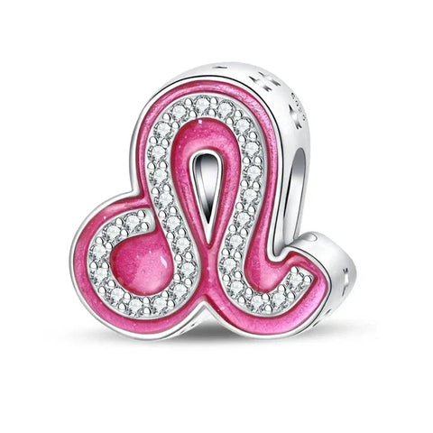 Pink and silver Leo zodiac charm.