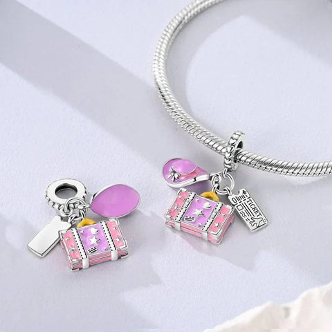 Pink Travel Ticket Bag Charm