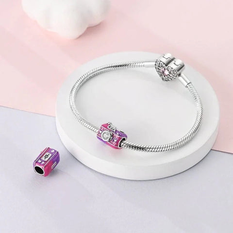 Pink & Purple Heart-Accented Camera Charm - Pink & Purple Heart-Accented Camera Charm