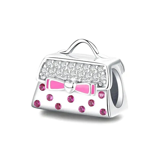 pink-purse-charm Jewelry affordable fits Pandora bracelet charm