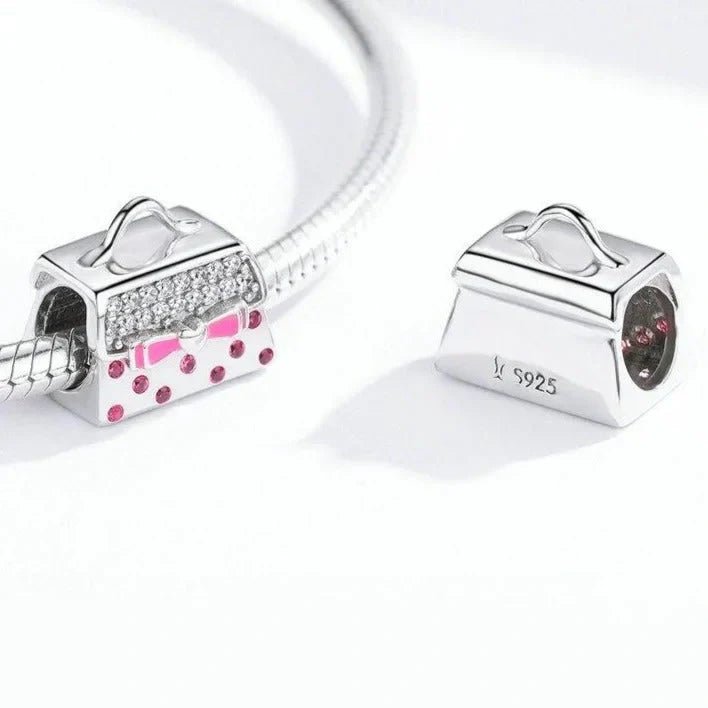 pink-purse-charm affordable Jewelry Pandora fits bracelet charm