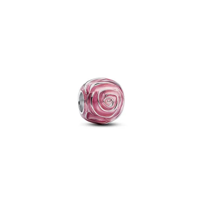 Pink Rose in Bloom Charm - Blooming rose charm in pink, a delicate addition for nature-inspired jewelry.