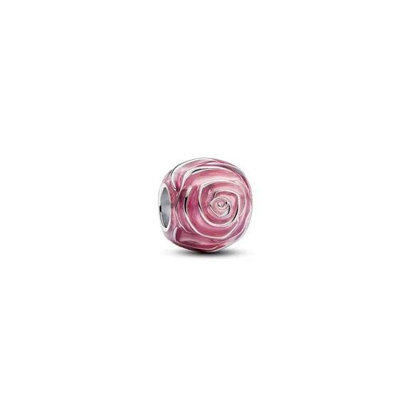 Pink Rose in Bloom Charm - Pink Rose in Bloom Charm - Blooming rose charm in pink, a delicate addition for nature-inspired jewelry.