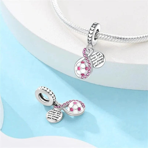 Pink Soccer Dangle Charm - Pink Soccer Dangle Charm