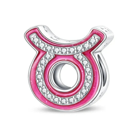 Pink and silver Taurus zodiac charm.