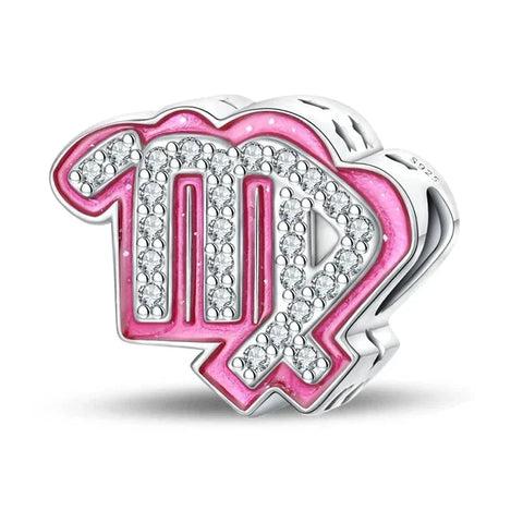 Pink and silver Virgo zodiac charm.