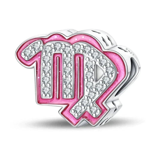 Pink and silver Virgo zodiac charm.