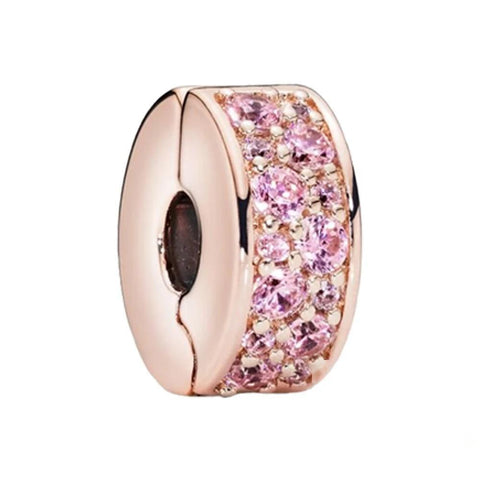 Pink Crystal Charm with Rose Gold Finish - Pink crystal charm with rose gold finish