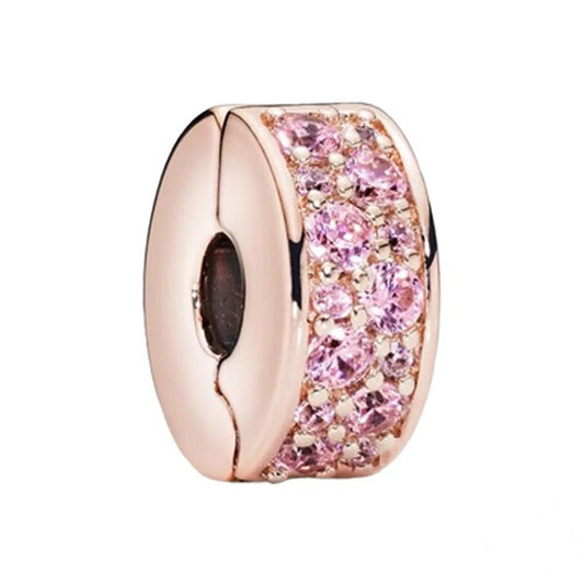 Pink crystal charm with rose gold finish
