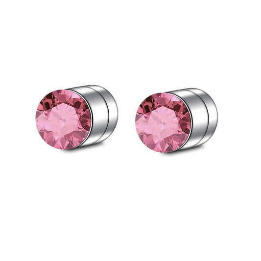  Elegant Pink Crystal Stud Earrings - Hypoallergenic and Stylish