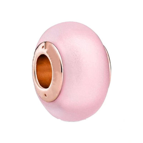 Pink Enamel Spacer Charm for Bracelets with Rose Gold Detail - Pink Enamel Spacer Charm for Bracelets with Rose Gold Detail
