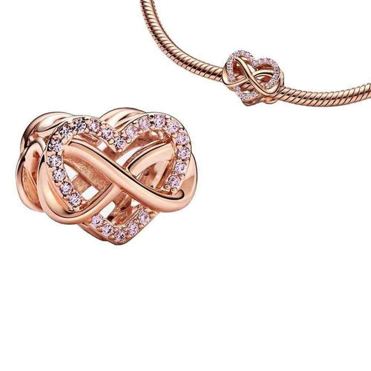 Rose gold pendant charm with pink studded crystals