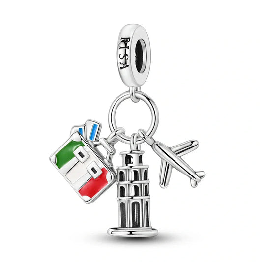 jewlouli pisa italy landmark triple dangle pandora charm jewelry fits pandora bracelet